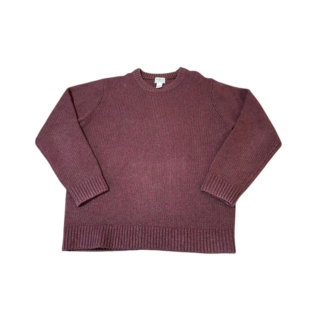 LL Bean Mens 100% Lambs Wool Knit Grandpa Sweater Crew Neck Size L ID509750